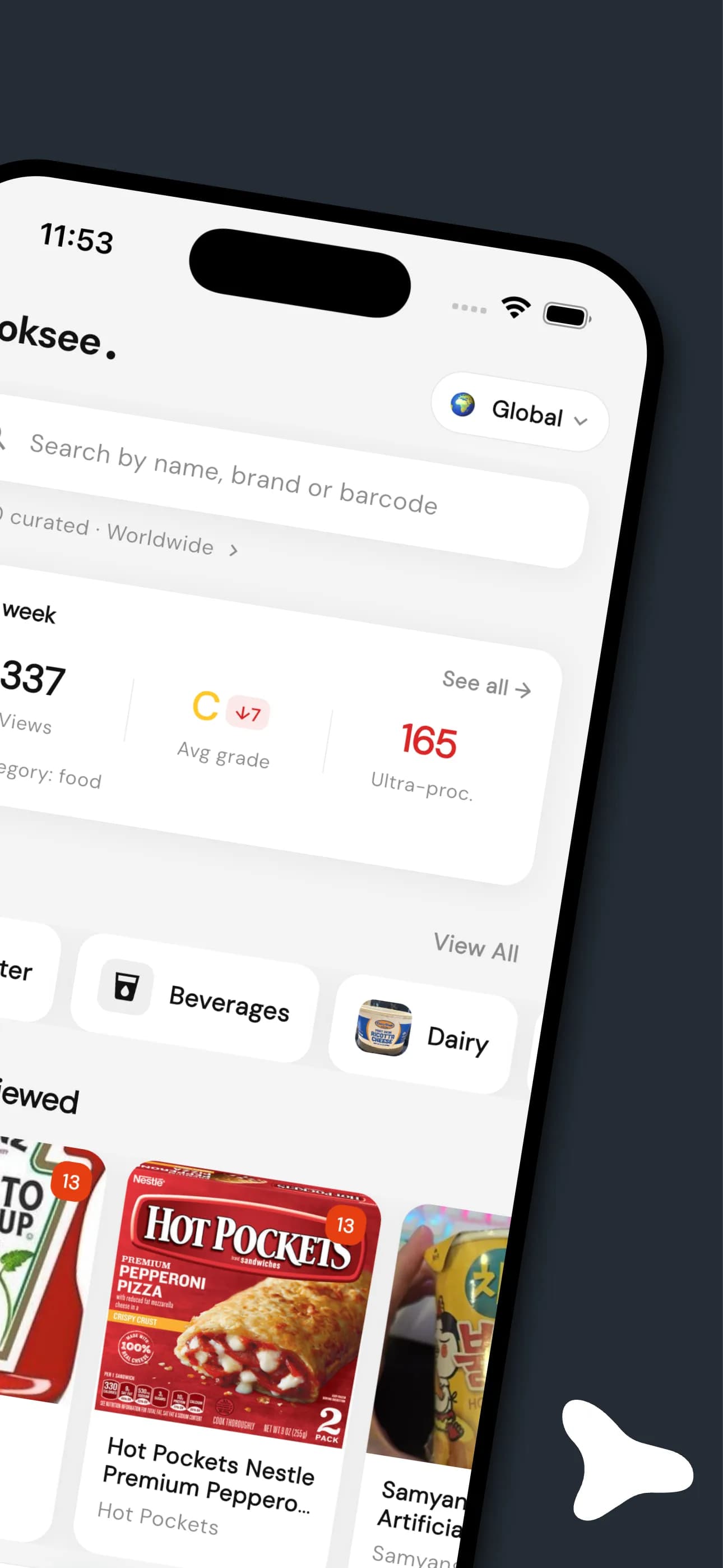 Looksee app browsing food and drink products