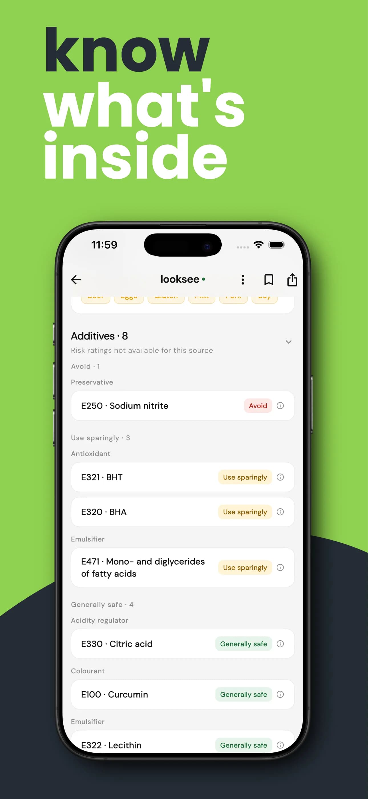Additive risk ratings inside the Looksee app