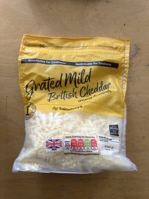 Grated mild. British cheddar