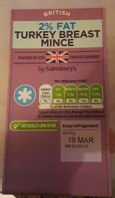British fresh class A minced turkey breast