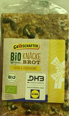 Weizenvollkorn-Knäckebrot mit Halbschrotstücken und Kürbiskernen
