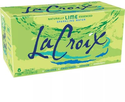 Natural lime flavored sparkling water, lime