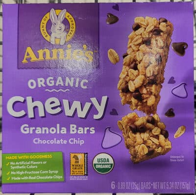 Organic Chewy Granola Bars Chocolate Chip