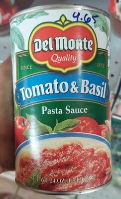 Del monte, pasta sauce, tomato & basil