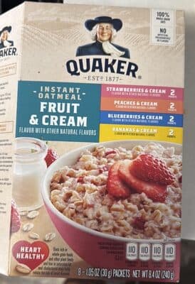 Instant Oatmeal Fruit & Cream Flavor with Other Natural Flavors