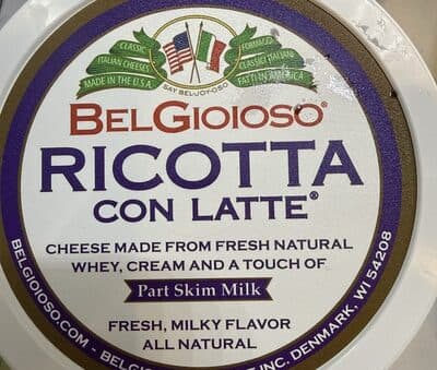 Belgioioso, ricotta con latte, part skim milk, cheese