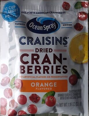 Ocean spray, craisins, sweetened dried cranberries, orange