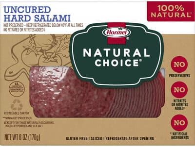 Natural choice, uncured hard salami