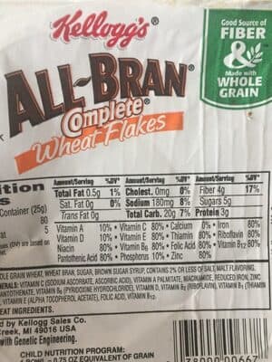 Kellogg's All Bran Cereal Complete Wheat Flakes .88oz