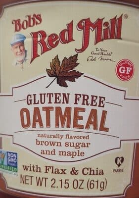 Gluten Free Oatmeal naturally flavored brown sugar and maple with Flax & Chia