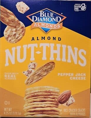 Almond Nut-Thins Pepper Jack Cheese Rice Cracker Snacks with Almonds