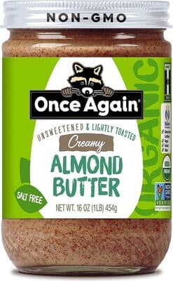 Organic Almond Butter - Lightly Toasted - Creamy - Unsweetened & Salt Free