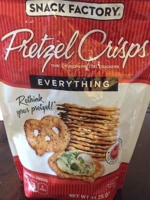 Thin, crunchy pretzel crackers