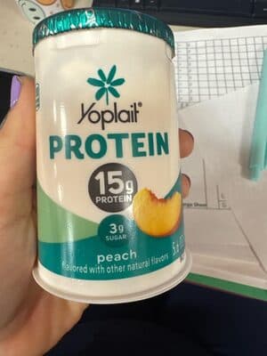 Protein peach flavored yogurt