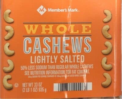 whole cashews lightly salted