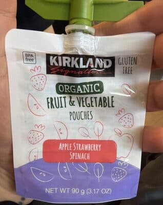 Organic Fruit & Vegetable Pouches Apple Strawberry Spinach