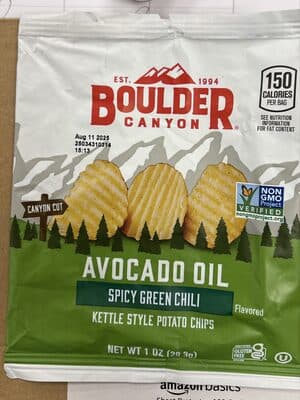 Avocado Oil Spicy Green Chili Kettle Style Potato Chips
