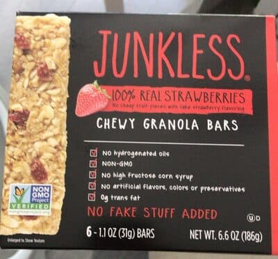 Junkless 100% Real Strawberries Chewy Granola Bars