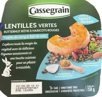Lentilles vertes butternut rôtie et haricots rouges