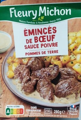 Emincés de boeuf sauce poivre & pommes de terre