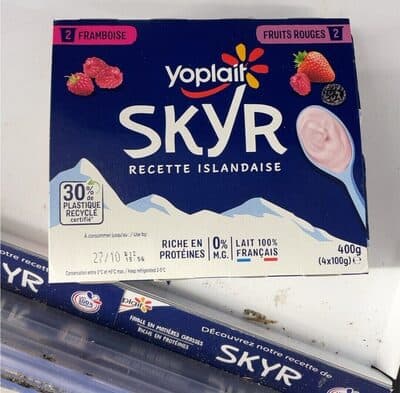 Fat-free strained raspberry yogurt