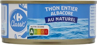 Thon entier Albacore Au naturel