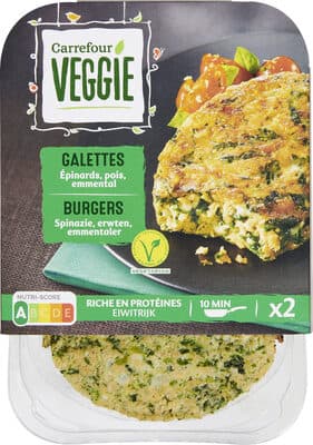 VEGEtal GALETTES Épinards, pois, emmental