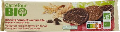 Biscuits complets avoine blé Nappés Chocolat Noir