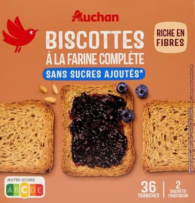 Biscottes à la farine complète sans sucres ajoutés