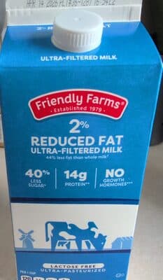 Ultra Filtered Reduced Fat Milk