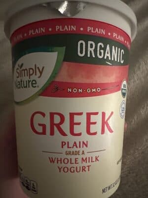 Greek Plain Grade A Whole Milk Yogurt