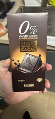 Chocolate negro con edulcorante 85% cacao