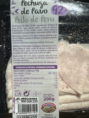Pechuga de Pavo Cocida