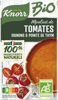 Knorr Soupe Liquide Bio Mouliné de Tomates, Oignons et Pointe Thym 1L