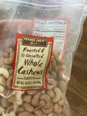 Roasted & Unsalted Whole Cashews