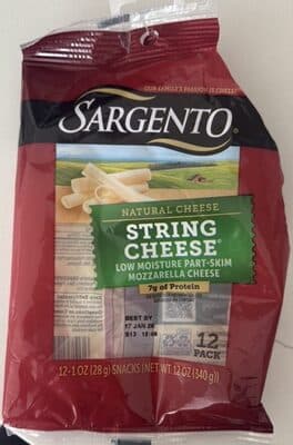 Natural Cheese String Cheese Low Moisture Part-Skim Mozzarella Cheese