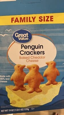 Penguin crackers baked cheddar cheese