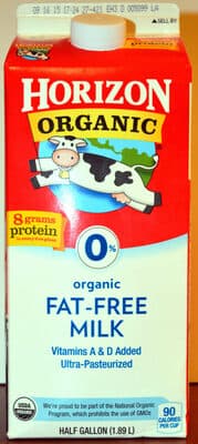 Organic fat-free milk