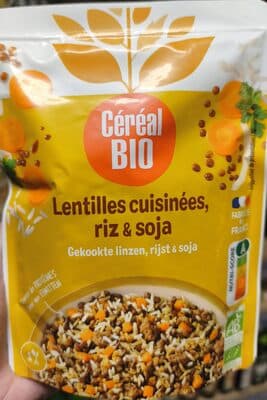 Lentilles cuisinées, riz & soja