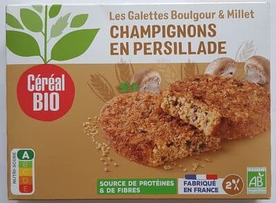 Galette boulgour et millet champignons en persillade