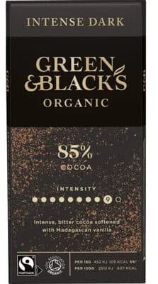 INTENSE DARK GREEN & BLACK'S ORGANIC 85% COCOA